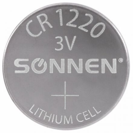 Батарейка литиевая SONNEN Lithium CR1220 "таблетка, дисковая, кнопочная" 1 шт., блистер, 455597 Батарейка литиевая SONNEN Lithium CR1220 "таблетка, дисковая, кнопочная" 1 шт., блистер, 455597