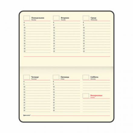 Еженедельник недатированный МАЛЫЙ ФОРМАТ А6 (95х155 мм) BRAUBERG "Alligator", кожзам, 64 л., коричневый, 126183