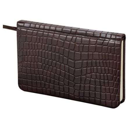 Еженедельник недатированный МАЛЫЙ ФОРМАТ А6 (95х155 мм) BRAUBERG "Alligator", кожзам, 64 л., коричневый, 126183