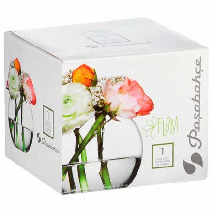 Ваза для мелких предметов, круглая, высота 102 мм, стекло, PASABAHCE "ФЛОРА", фирменная подарочная упаковка, 43417