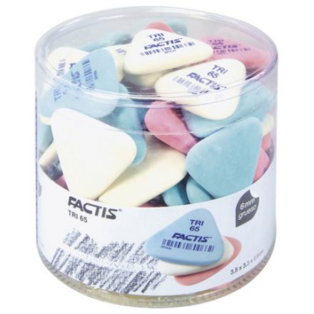 Ластик FACTIS TRI 65 (Испания), 36х33х6 мм, ассорти, треугольный, PNFTRI65