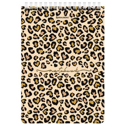 Блокнот А5 (146х206 мм), 80 л., гребень, картон, жесткая подложка, клетка, BRAUBERG, "Leopard", 114383 Блокнот А5 (146х206 мм), 80 л., гребень, картон, жесткая подложка, клетка, BRAUBERG, "Leopard", 114383