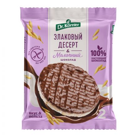 Хлебцы Dr.Korner Злаковый десерт с молочным шоколадом рисовый,34гх17шт/уп Хлебцы Dr.Korner Злаковый десерт с молочным шоколадом рисовый,34гх17шт/уп