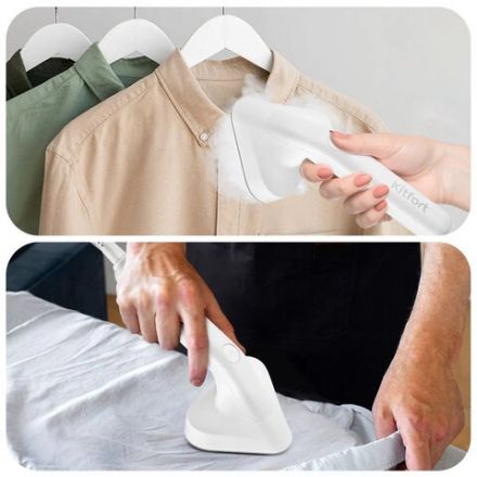 Отпариватель KITFORT KT-9110-3, 2180 Вт, пар 45 г/мин, резервуар 0,6 л, 5 режимов, 2 насадки, белый, КТ-9110-3