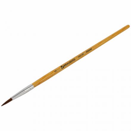 Кисть BRAUBERG, пони, круглая, № 3, 200189