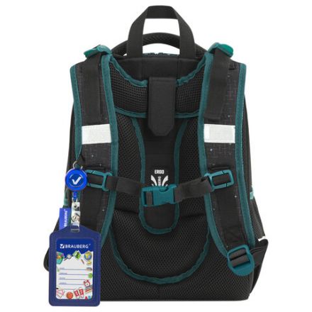 Ранец BRAUBERG PREMIUM, 2 отделения, с брелком, "Space mission", LED ЛАМПОЧКИ, 38х29х16 см, 270599