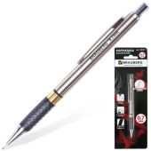 Карандаш механический 0,7 мм, BRAUBERG "Black Jack", металлический корпус, ластик, резиновый грип, 180467