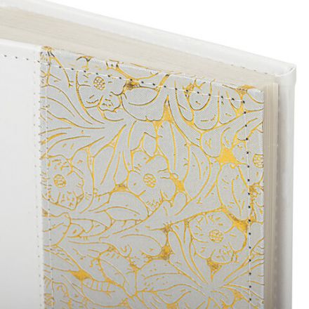 Фотоальбом BRAUBERG на 300 фото 10х15 см, под кожу, бумажные страницы, бокс, белый+золото, 391117