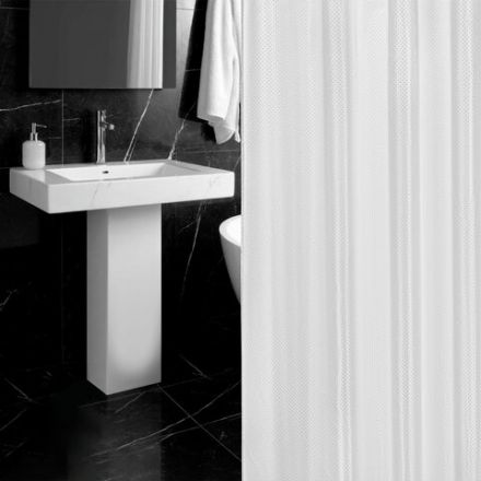 Шторка для ванной ПОЛИЭСТЕР, 180х180 см, кольца в комплекте, БЕЛЫЙ БРИЛЛИАНТ, PRIMILA (ПРИМИЛА), 700087