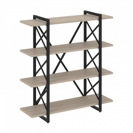Loft Стеллаж на регулируемых опорах-4 полки VR.L-MST.O-4.8V Дуб аттик/Чёрный металл 1200*400*1280