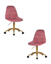 Набор 2 шт Офисное кресло для персонала DOBRIN MONTY GOLD, розовый велюр (MJ9-32)