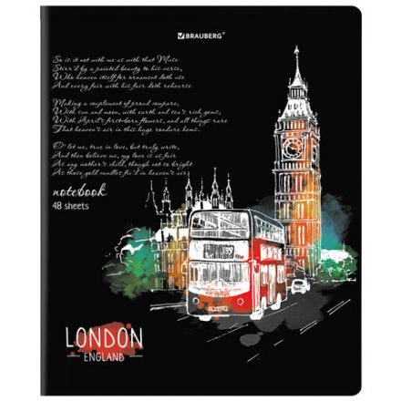 Тетрадь А5, 48 л., BRAUBERG, скоба, клетка, глянцевый лак, "Города" (микс в спайке), 404346