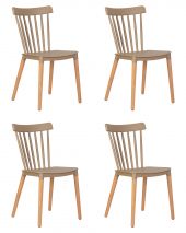 Набор 4 шт Стул обеденный DOBRIN THEO, ножки светлый бук, цвет бежевый (GR-03)