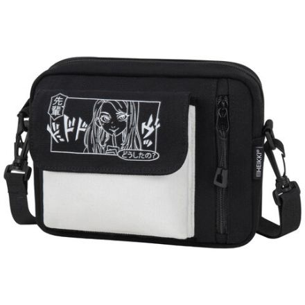 Сумка на плечо HEIKKI SELFIE (ХЕЙКИ) два кармана, черная/белая с принтом, 17х22х6 см, 272635 Сумка на плечо HEIKKI SELFIE (ХЕЙКИ) два кармана, черная/белая с принтом, 17х22х6 см, 272635