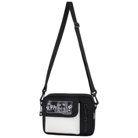 Сумка на плечо HEIKKI SELFIE (ХЕЙКИ) два кармана, черная/белая с принтом, 17х22х6 см, 272635 Сумка на плечо HEIKKI SELFIE (ХЕЙКИ) два кармана, черная/белая с принтом, 17х22х6 см, 272635