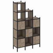 Loft Прямой стеллаж наборный VR.L-22 Тиквуд тёмный/Чёрный металл 1278*446*2280