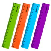 Линейка пластиковая 15 см, BRAUBERG "NEON", ассорти, пакет, 210750