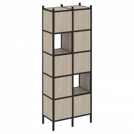 Loft Прямой стеллаж наборный VR.L-05 Дуб аттик/Чёрный металл 862*446*1869