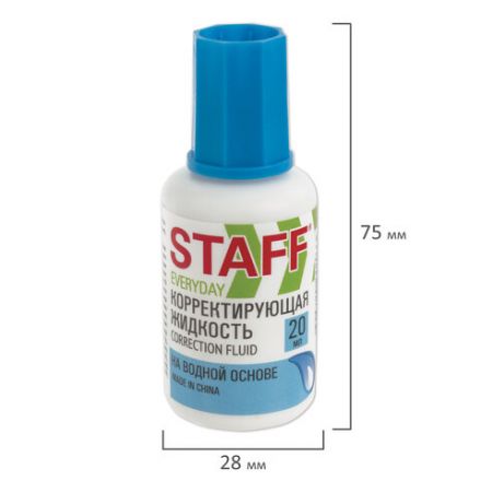 Корректирующая жидкость STAFF "EVERYDAY" на водной основе, 20 мл, с кисточкой, 228642 Корректирующая жидкость STAFF "EVERYDAY" на водной основе, 20 мл, с кисточкой, 228642