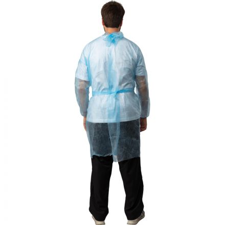 Халат н/с , на завязк, рук.рез, дл.110см, XXL, пл 25, голуб, 10 шт/уп 