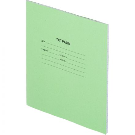 Тетрадь в зеленом офсете  12л., косая линия, штука, внутр.блок 100