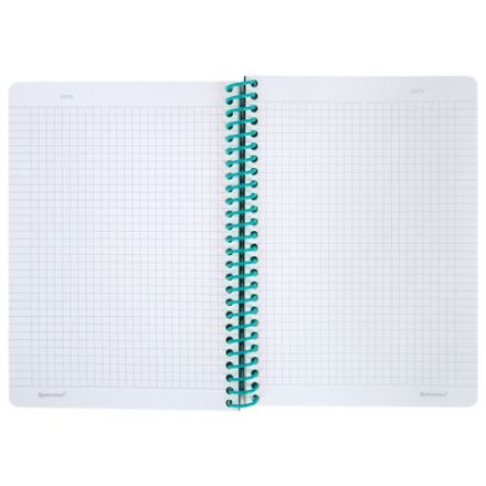 Тетрадь обложка пластик, А5 80 л., спираль пластик, резинка, клетка, BRAUBERG, черный/синий, 405385