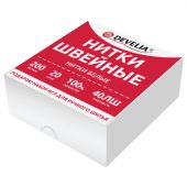 Нитки швейные 40 ЛШ, 200 м, полиэстер, НАБОР 20 шт., белые, в ПОДАРОК иглы, DEVELIA (Девелиа), 609621