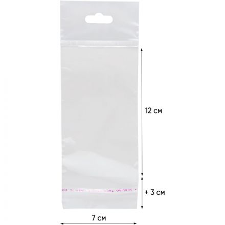 Пакет БОПП 70х120мм +30мм клапан со скотчем, европодвес 25 мкм 100 шт/уп