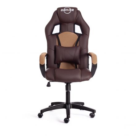 Кресло DRIVER (22) кож/зам/ткань, коричневый/бронза, 36-36/TW-21