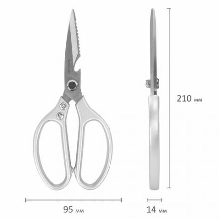 Ножницы кухонные DASWERK (ДАСВЕРК), 210 мм, с открывашкой, зазубренные, металлические ручки, 608901 Ножницы кухонные DASWERK (ДАСВЕРК), 210 мм, с открывашкой, зазубренные, металлические ручки, 608901