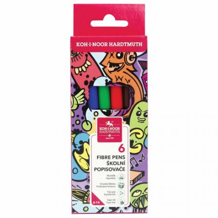 Фломастеры KOH-I-NOOR "TEENAGE" 1002, 6 цветов, смываемые, картонная упаковка, европодвес, 771002JF23KS Фломастеры KOH-I-NOOR "TEENAGE" 1002, 6 цветов, смываемые, картонная упаковка, европодвес, 771002JF23KS