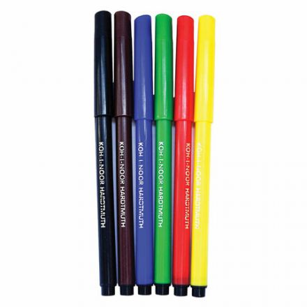 Фломастеры KOH-I-NOOR "TEENAGE" 1002, 6 цветов, смываемые, картонная упаковка, европодвес, 771002JF23KS Фломастеры KOH-I-NOOR "TEENAGE" 1002, 6 цветов, смываемые, картонная упаковка, европодвес, 771002JF23KS