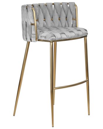 Стул барный DOBRIN EMMA GOLD, светло-серый велюр (135-37)