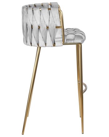 Стул барный DOBRIN EMMA GOLD, светло-серый велюр (135-37)