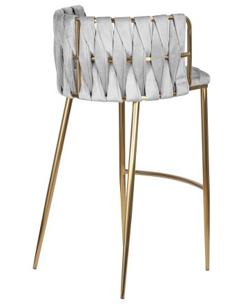 Стул барный DOBRIN EMMA GOLD, светло-серый велюр (135-37)
