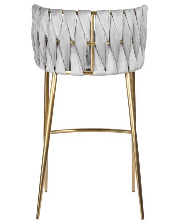 Стул барный DOBRIN EMMA GOLD, светло-серый велюр (135-37)