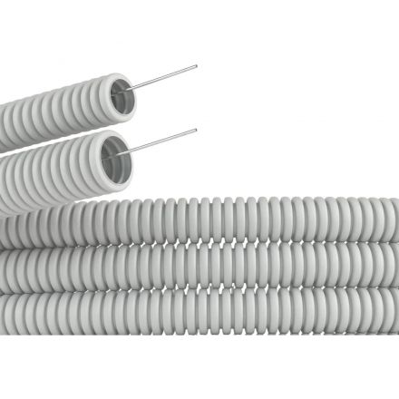 Труба гофр. ПВХ DKC гибкая d=25мм, лёгкая с протяжкой, 50м, цвет серый