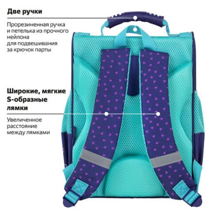 Ранец ПИФАГОР BASIC, 1 отделение, 3 кармана, эргономичная спинка, "Bike cats", 35х28х18 см, 272049