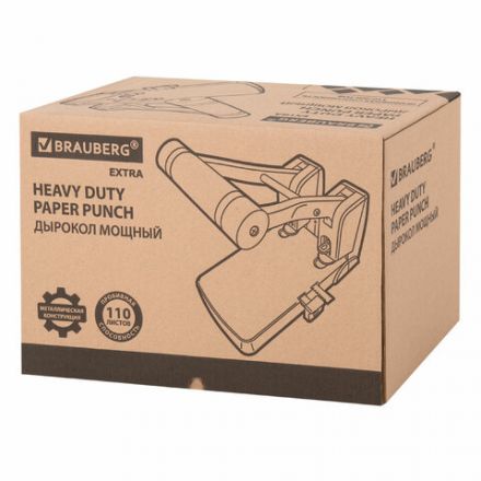Дырокол металлический МОЩНЫЙ BRAUBERG "EXTRA Heavy duty", до 110 листов, черно-синий, 272721