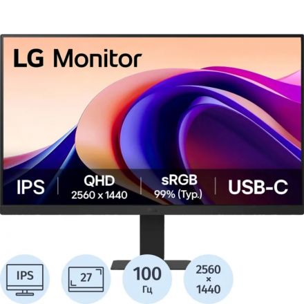Монитор LG 27U631A-B (IPS,2560x1440,100Hz,HDMI 2.0, +USB Type-C (15W)) Монитор LG 27U631A-B (IPS,2560x1440,100Hz,HDMI 2.0, +USB Type-C (15W))