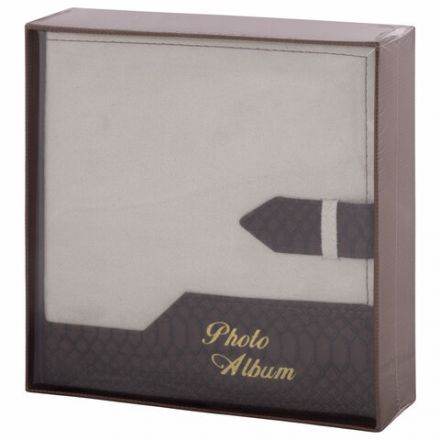 Фотоальбом BRAUBERG на 200 фотографий 10х15 см, под замшу, бумажные страницы, бокс, бежевый с коричневым, 390679