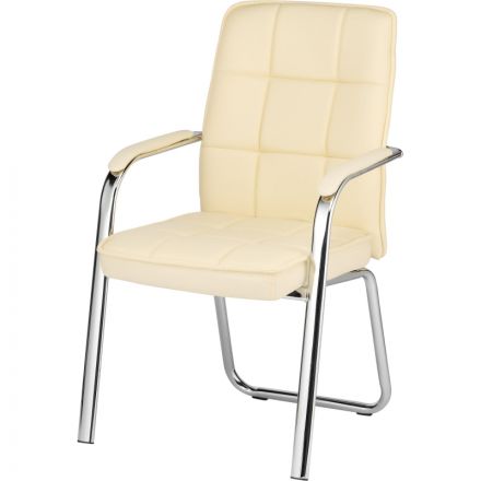 Конференц-кресло BN_TQ_Echair-810 VPU кожзам бежевый, хром