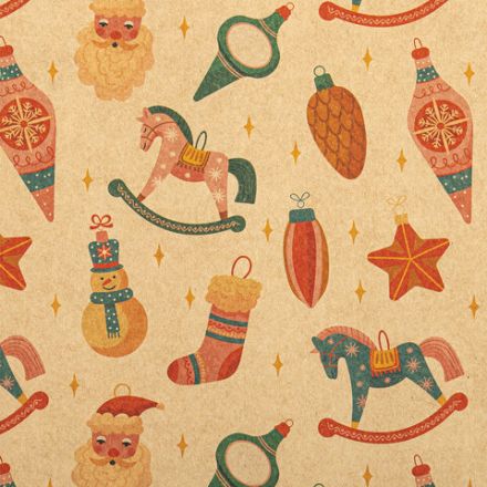 Бумага упаковочная новогодняя НАБОР 3 шт., "Christmas Kraft", 70х100 см, 3 дизайна, ЗОЛОТАЯ СКАЗКА, 592056