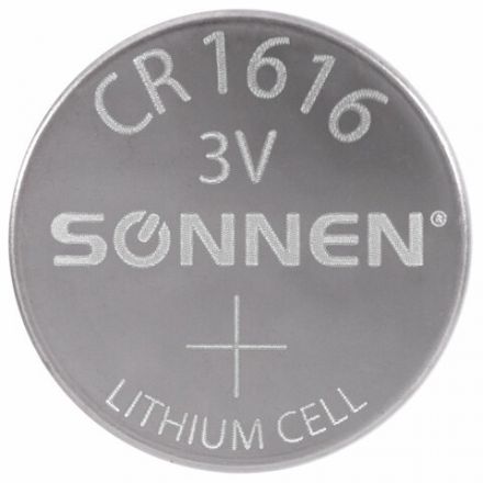 Батарейка литиевая SONNEN Lithium CR1616 "таблетка, дисковая, кнопочная" 1 шт., блистер, 455598 Батарейка литиевая SONNEN Lithium CR1616 "таблетка, дисковая, кнопочная" 1 шт., блистер, 455598