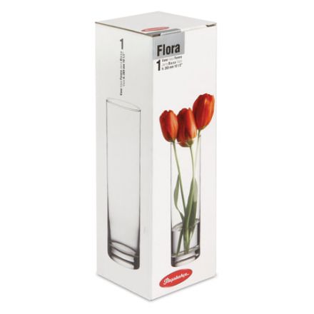Ваза для цветов колба, высота 265 мм, стекло, PASABAHCE "ФЛОРА", фирменная подарочная упаковка, 43767