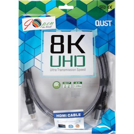 Кабель HDMI 19M/M,ver. 2.1 8KX60Hz (Econom) оплетка 2m iOpen <ACG859A-2.0