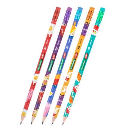 Карандаш чернографитный с принтом BRAUBERG KIDS "FOOD", 1 шт., HB, с ластиком, корпус ассорти, 182018