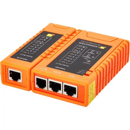 Тестер витой пары LANMASTER LAN-TST-WRM-310-POE с индикаторами, опред. POE
