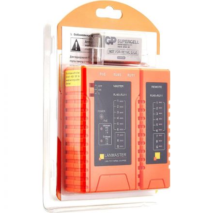 Тестер витой пары LANMASTER LAN-TST-WRM-310-POE с индикаторами, опред. POE