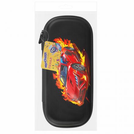 Пенал ЮНЛАНДИЯ, 1 отделение, 1 откидная планка, карман, EVA покрытие soft-touch, 22х10х5 см, "Fiery Road", 273187